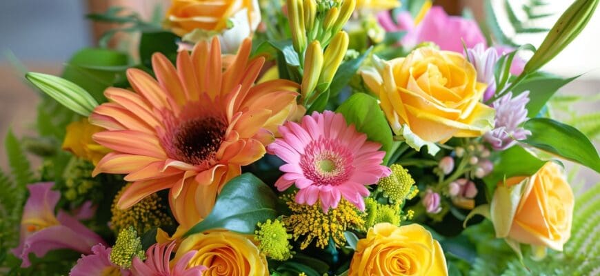 A,Colorful,Bouquet,Featuring,A,Mix,Of,Vibrant,Spring,Flowers,